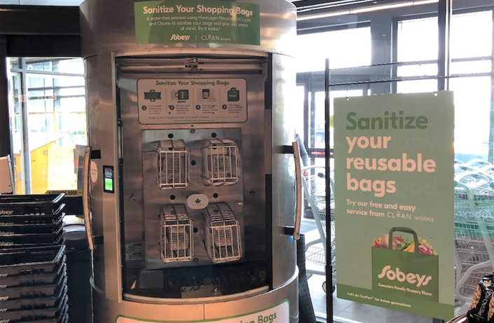 Clean Works sanitization machine in a Sobeys store.